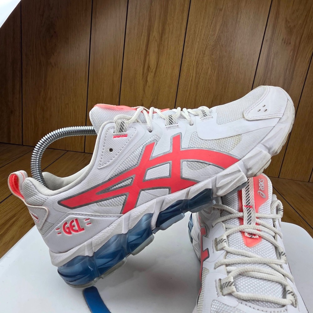 Asics Gel-Quantum 180 White Coral Blue Running Shoes 1202A039 Womens 9